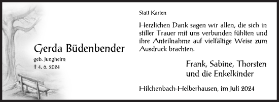 Traueranzeige von Gerda Büdenbender von Siegener Zeitung
