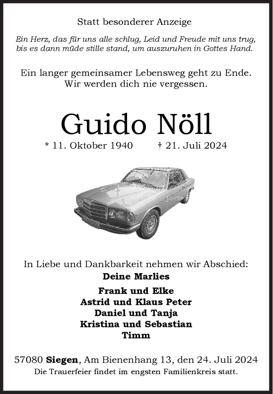 Traueranzeige von Guido Nöll von Siegener Zeitung