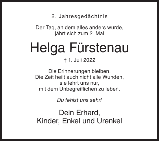 Traueranzeige von Helga Fürstenau von Siegener Zeitung