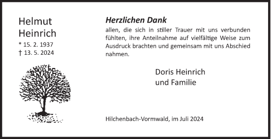Traueranzeige von Helmut Heinrich von Siegener Zeitung
