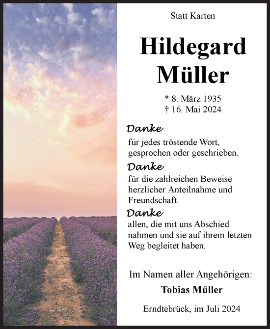 Traueranzeige von Hildegard Müller von Siegener Zeitung