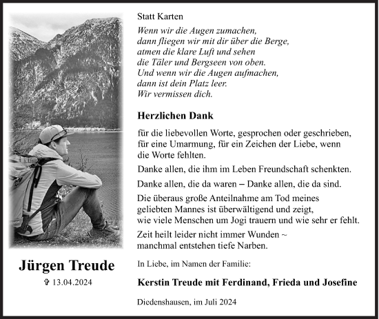 Traueranzeige von Jürgen Treude von Siegener Zeitung