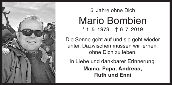 Traueranzeige von Mario Bombien von Siegener Zeitung