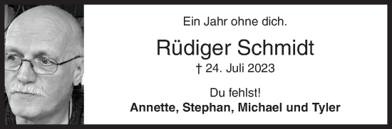 Traueranzeige von Rüdiger Schmidt von Siegener Zeitung