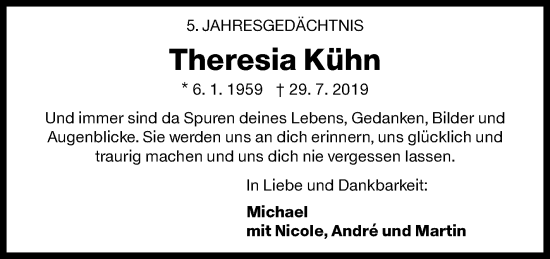 Traueranzeige von Theresia Kühn von Siegener Zeitung