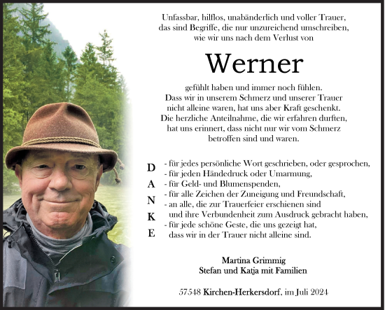 Traueranzeige von Werner  von Siegener Zeitung
