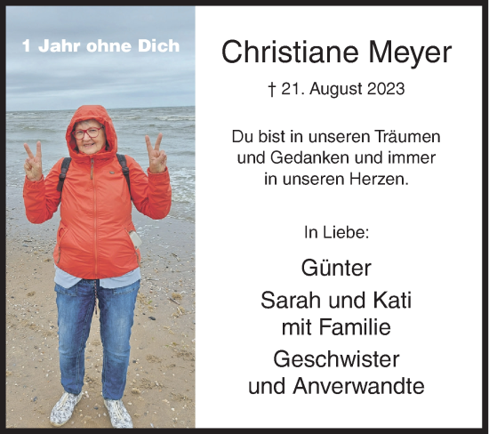 Traueranzeige von Christiane Meyer von Siegener Zeitung