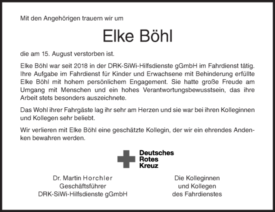 Traueranzeige von Elke Böhl von Siegener Zeitung