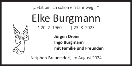 Traueranzeige von Elke Burgmann von Siegener Zeitung