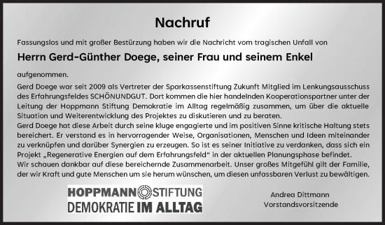 Traueranzeige von Gerd-Günther Doege von Siegener Zeitung