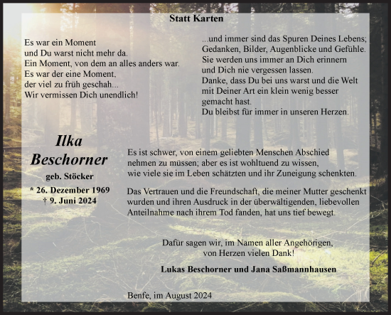 Traueranzeige von Ilka Beschorner von Siegener Zeitung