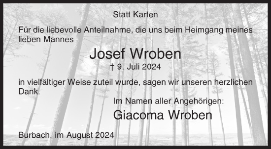 Traueranzeige von Josef Wroben von Siegener Zeitung