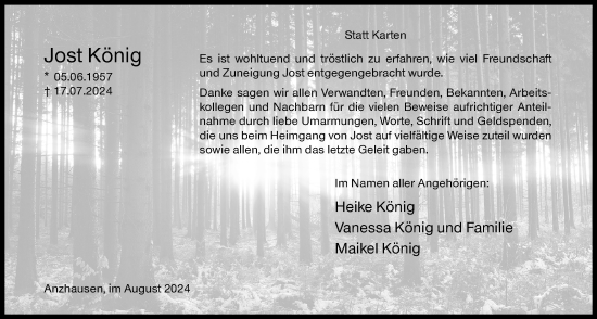 Traueranzeige von Jost König von Siegener Zeitung