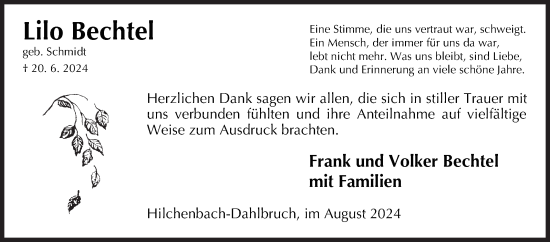 Traueranzeige von Lilo Bechtel von Siegener Zeitung