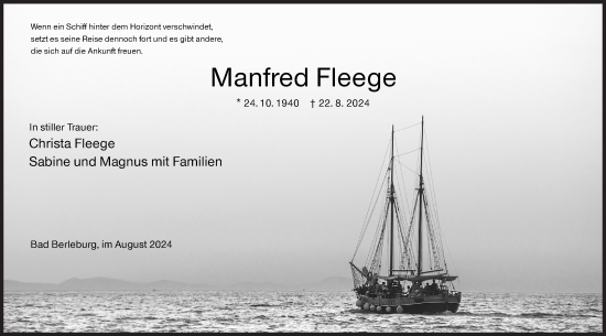 Traueranzeige von Manfred Fleege von Siegener Zeitung
