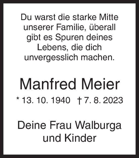 Traueranzeige von Manfred Meier von Siegener Zeitung