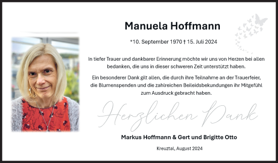 Traueranzeige von Manuela Hoffmann von Siegener Zeitung