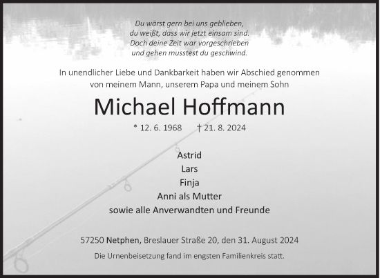 Traueranzeige von Michael Hoffmann von Siegener Zeitung