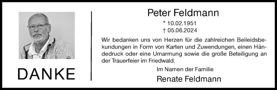 Traueranzeige von Peter Feldmann von Siegener Zeitung
