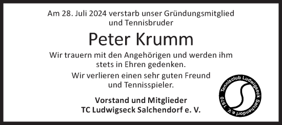 Traueranzeige von Peter Krumm von Siegener Zeitung