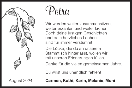 Traueranzeige von Petra  von Siegener Zeitung
