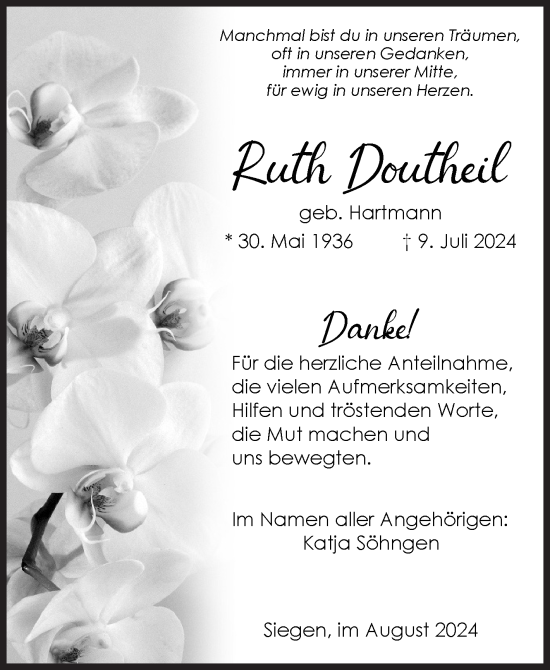 Traueranzeige von Ruth Doutheil von Siegener Zeitung