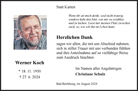 Traueranzeige von Werner Koch von Siegener Zeitung