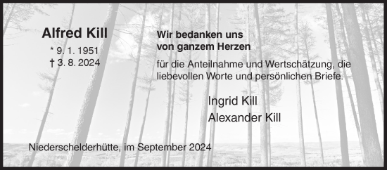Traueranzeige von Alfred Kill von Siegener Zeitung