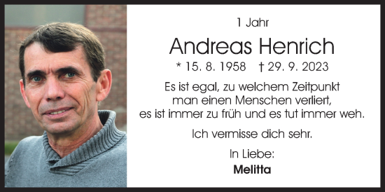 Traueranzeige von Andreas Henrich von Siegener Zeitung