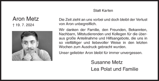 Traueranzeige von Aron Metz von Siegener Zeitung