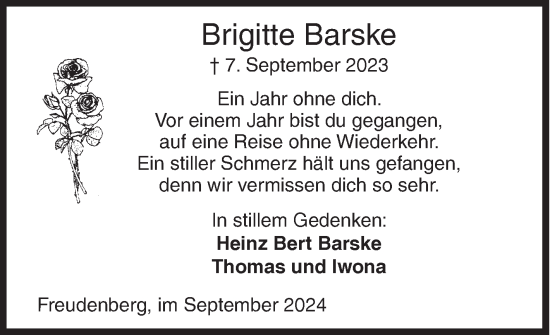 Traueranzeige von Brigitte Barske von Siegener Zeitung
