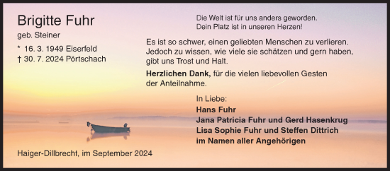Traueranzeige von Brigitte Fuhr von Siegener Zeitung