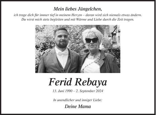 Traueranzeige von Ferid Rebaya von Siegener Zeitung