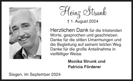 Traueranzeige von Heinz Strunk von Siegener Zeitung