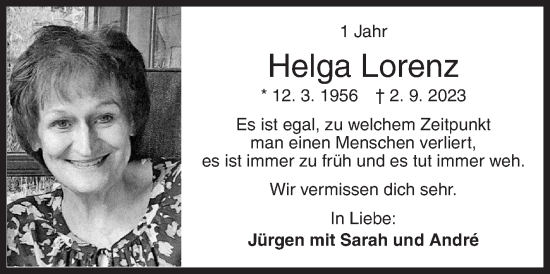 Traueranzeige von Helga Lorenz von Siegener Zeitung