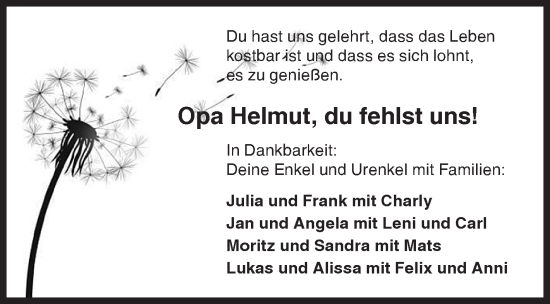 Traueranzeige von Helmut  von Siegener Zeitung