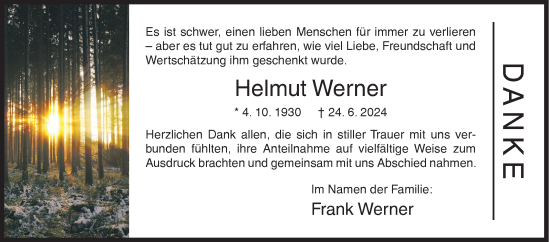 Traueranzeige von Helmut Werner von Siegener Zeitung