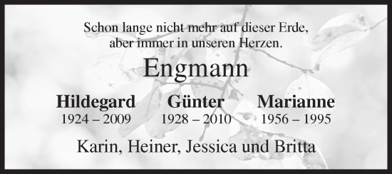 Traueranzeige von Hildegard Engmann von Siegener Zeitung