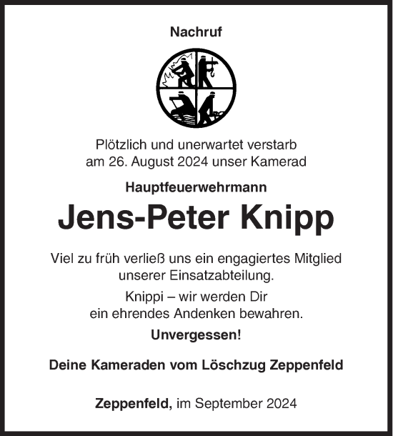 Traueranzeige von Jens-Peter Knipp von Siegener Zeitung