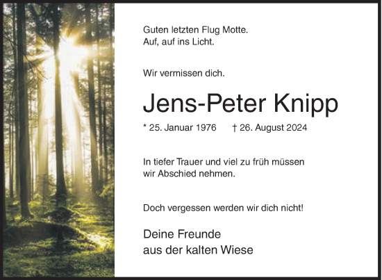 Traueranzeige von Jens-Peter Knipp von Siegener Zeitung