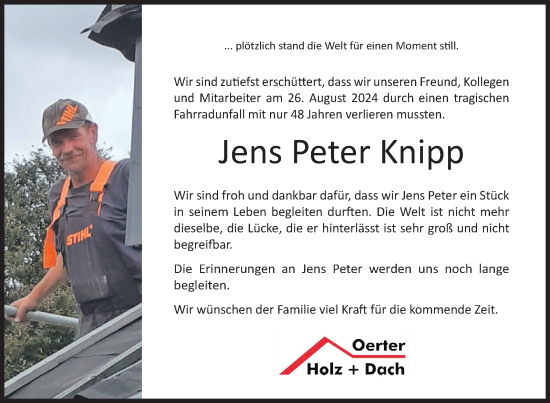 Traueranzeige von Jens Peter Knipp von Siegener Zeitung