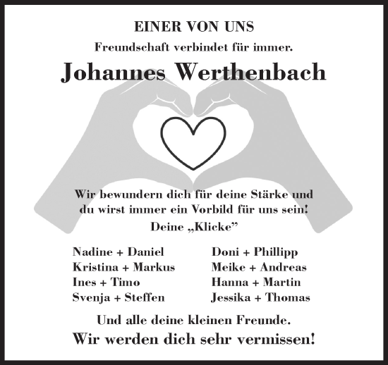 Traueranzeige von Johannes Werthenbach von Siegener Zeitung