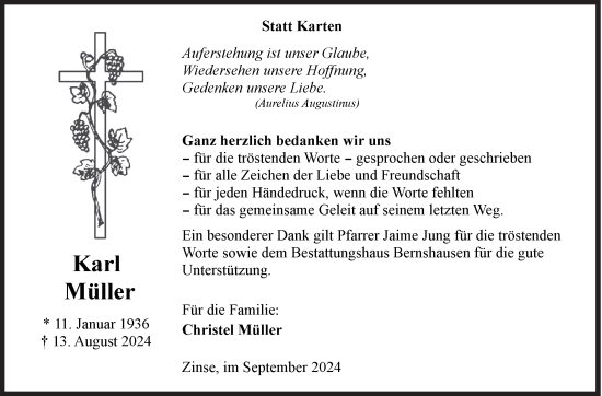 Traueranzeige von Karl Müller von Siegener Zeitung