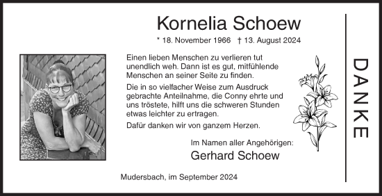 Traueranzeige von Kornelia Schoew von Siegener Zeitung