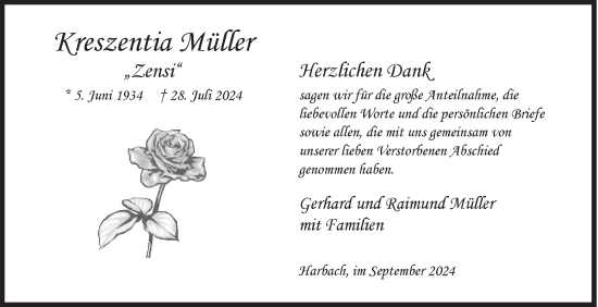 Traueranzeige von Kreszentia Müller von Siegener Zeitung