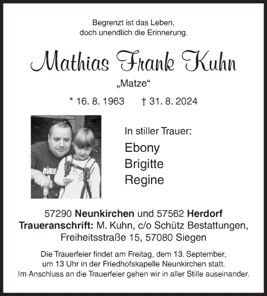 Traueranzeige von Mathias Frank Kuhn von Siegener Zeitung