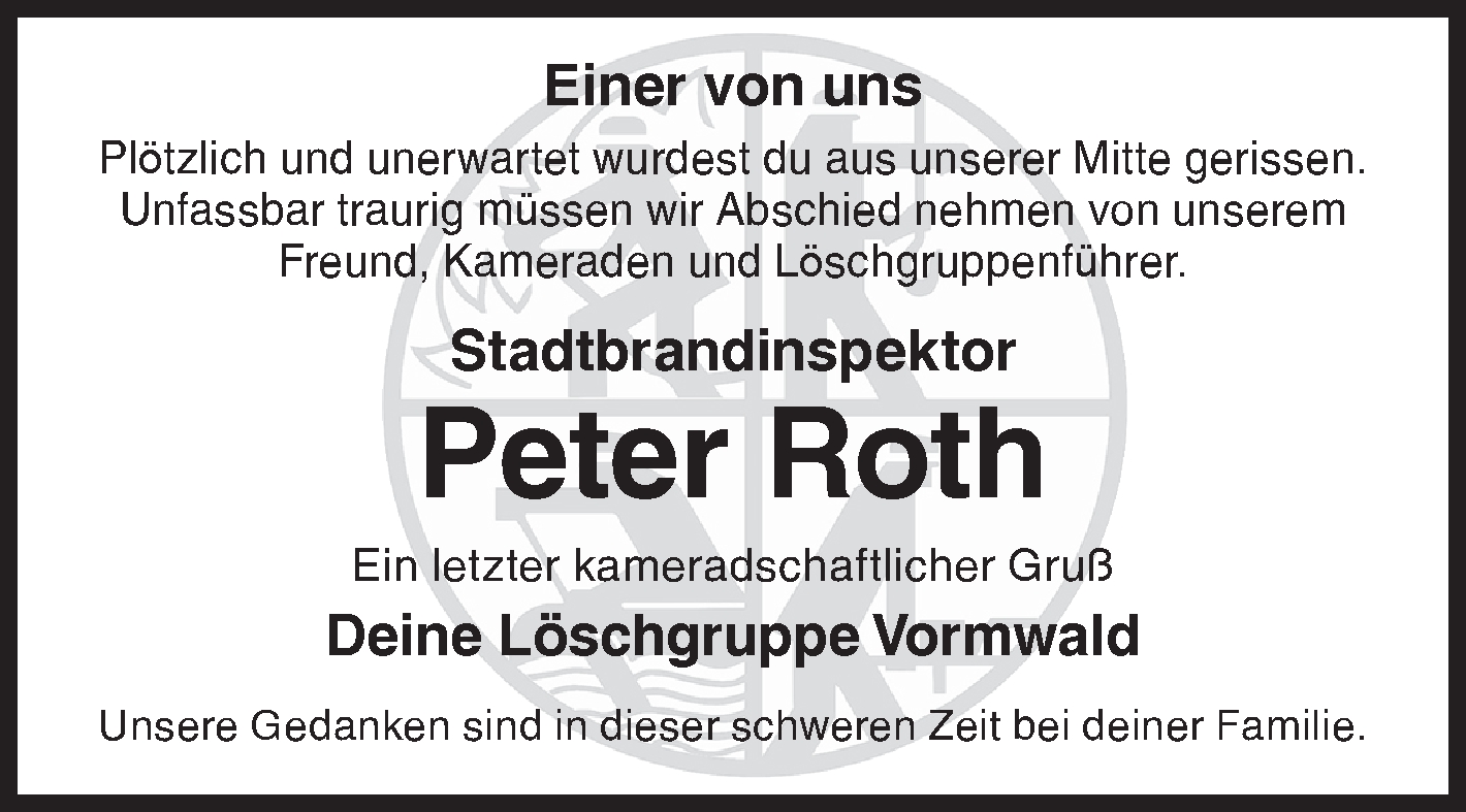  Traueranzeige für Peter Roth vom 28.09.2024 aus Siegener Zeitung