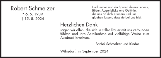 Traueranzeige von Robert Schmelzer von Siegener Zeitung