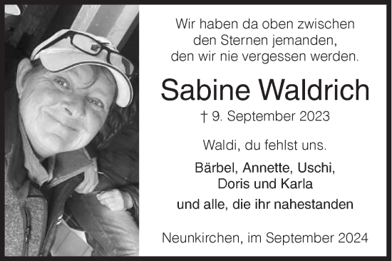 Traueranzeige von Sabine Waldrich von Siegener Zeitung