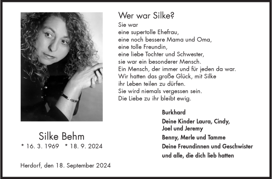 Traueranzeige von Silke Behm von Siegener Zeitung